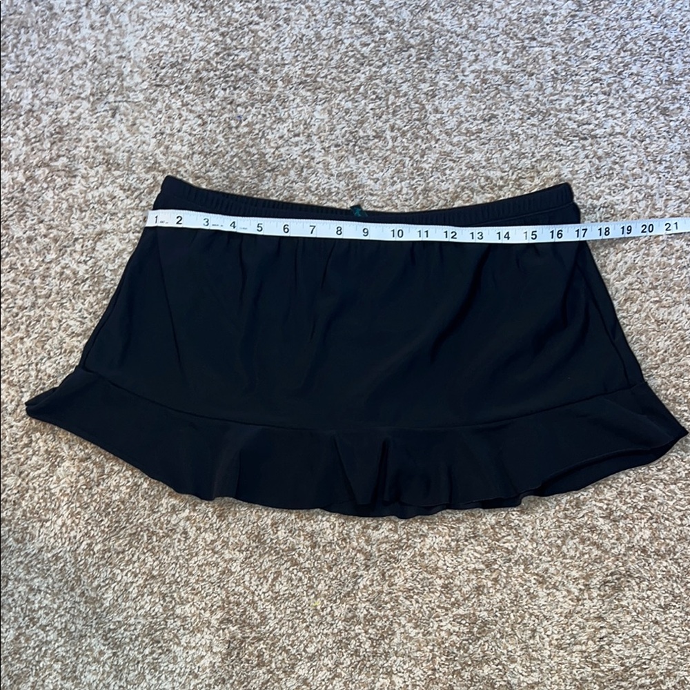 Aqua Green Black Ruffled Mini Skirt Resort Wear Size Large - Picture 8 of 9